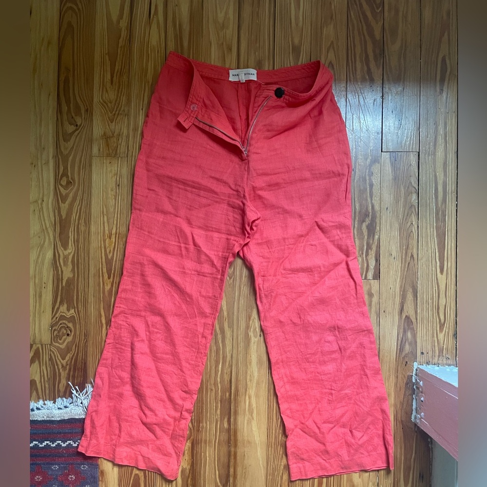 Mara Hoffman, Watermelon/coral red linen cropped fit